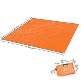 Winise 215cmx215cm Waterproof Tarps Picnic Blanket Mat Camping Moisture Barrier Outdoor Multifunctional Tent Tarp Footprint Ground Sheet Mat with Drawstring Carrying Bag (Orange)