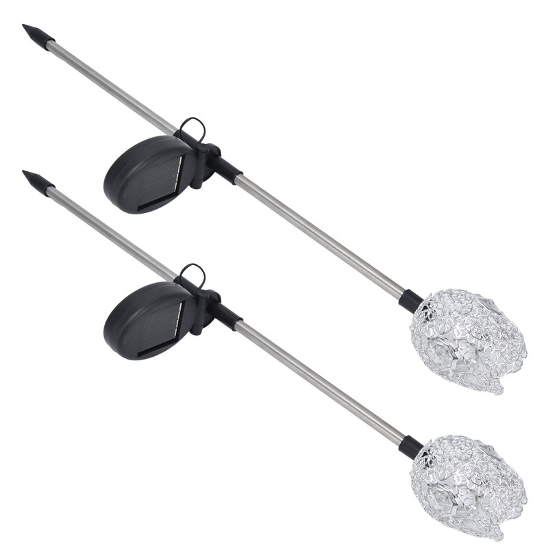 2Pcs Garden Solar Lights LED RGB Fast Charging Petal Design