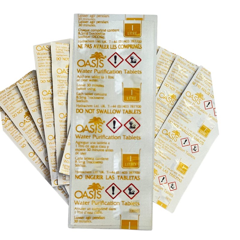 Emergency Water Purification Tablets Oasis Water Purification Tablets 8.5 MG
