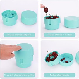 SUIOPPYUW Easy Squeeze Cherry Pitter Tool with Juice Containers for Red Green Cherries Cherry Remover with Collection Container, red