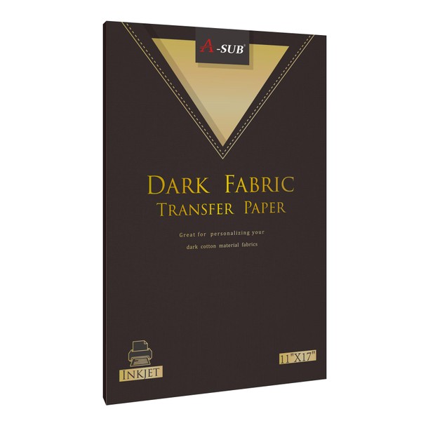 A-SUB Heat Transfer Paper for Dark Fabric, 11X17 Inch Iron