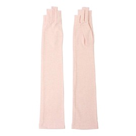 GlovesDEPO Women's Arm Cover, Organic Cotton, Luoyang Dye, Long Gloves, Finger Cut, Pink