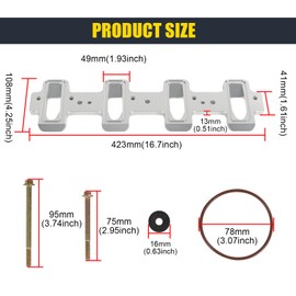 Rectangle Intake Manifold Adapter Plates Compatible with LS1 Cathedral Port Cylinder Head to LS3 LSA ZL1 CTS-V