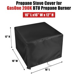 Outdoor Single Burner Stove Cover for GasOne 200K BTU Propane Burner, Waterproof Gas Cooker Outdoor Cover, for Home Brewing, Turkey Fry - (16x16x12 inch)