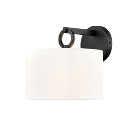 ML Lighting | Braxstan Collection | 211001-MB | 1 Light Wall Sconce in Matte Black Finish with Linen Fabric Shade | Enhance Any Room with a Beautiful Glow for Accent or Task Lighting