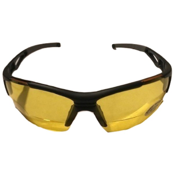 The Jackson HD Night Driving Safety Glasses with Bifocal Readers, Unisex Half Frame Wrap Around Yellow Lens Sunglasses for Men and Women, ANSI z87.1 Safety Glasses, Black / Yellow Lens + 1.50
