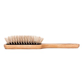 TEK - Large Rectangular Ash Wood Brush Handmade in Italy, with Short Tooth, for Medium-Long, Long and Straight Hair - 22 x 6.5 cm