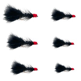 Feeder Creek 12pc Egg Sucking Leech Fly Fishing Streamers Perfect for Salmon, Steelhead, and Other Freshwater Fish (Black, 12)