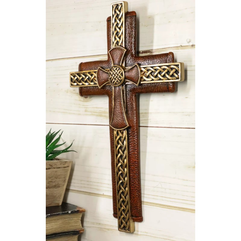 Rustic Celtic Knot Scrollwork Faux Tooled Leather Multiple Layered Wall