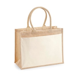 GIDUTEX Westford Mill Cotton Pocket Jute Shopper Gift Bag 1 2 5 10 25 Pack to Choose From, natural