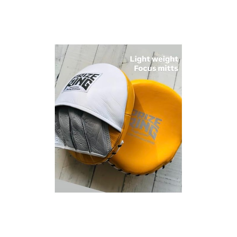 PRIZE RING Boxing Small Thin Lightweight Mitt Yellow/Silver (S)
