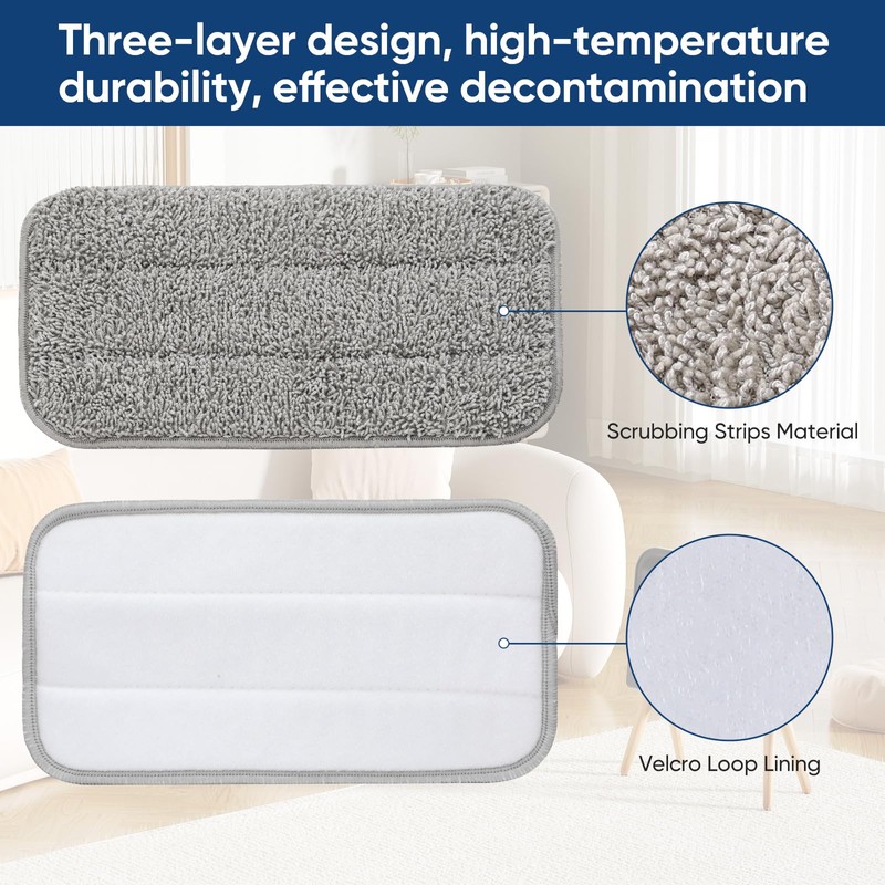 Seyola 6-Pack Microfiber Mop Pads for Seyola Steam Mop Cleaner,