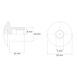 HEXATON Sleeve Nut M8 x 20 x 16 mm - 50 Pieces Round Head Hex Socket Zinc Plated Steel Round Head for Furniture Connections and Allen Key