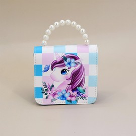 Cslbiuni Cute Unicorn Little Girls Purse Kids Crossbody Bag Shoulder Purse Handbag with Pearl Handle, Color 3, One Size