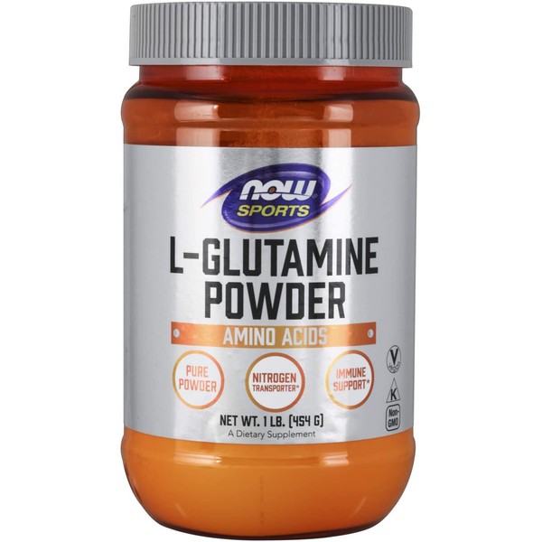 NOW Sports Nutrition, L-Glutamine Pure Powder, Nitrogen Transporter, Amino Acid, White, 16 Oz