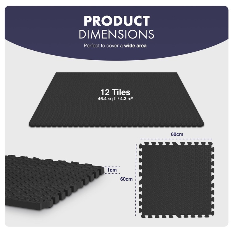 KAYMAN Gym Floor Nonslip Mats, Interlocking, EVA Foam Exercise Floor