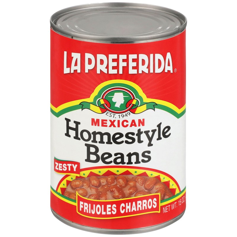La Preferida Mexican Foods Homestyle Beans, Frijoles Charros, 15 OZ.
