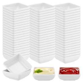 AOZUO 50 Pcs White Dipping Bowls Bulk, 3 oz Condiment Cups Mini Soy Sauce Dishes for Ketchup BBQ Sushi Party Camping Restaurant Catering