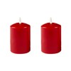 Set of 2 LED Red Wax Pillar Candles - 3