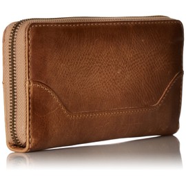 Frye Women's Leather Melissa Zip Wallet, Beige, One Size