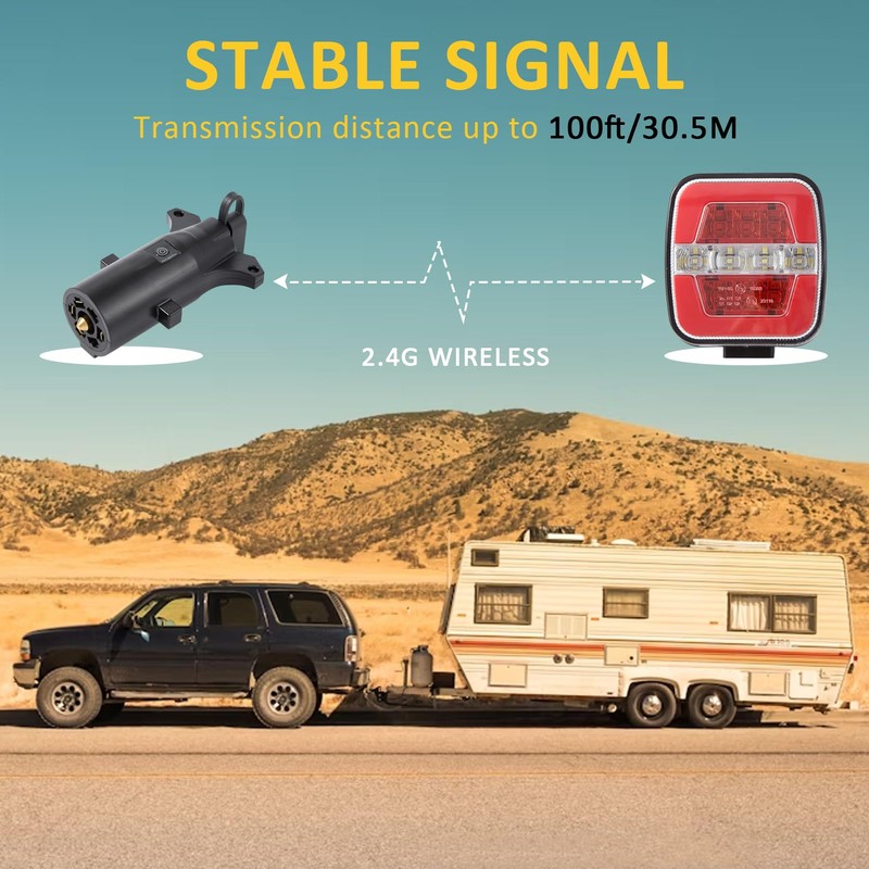 Kedite Wireless Trailer Lights Kit, Portable Magnetic LED Trailer Light,
