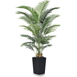 VeriNatural 6FT Artificial Palm Tree - Tall Fake Tree with Black Taper Planter & Pebbles, UV Resistant for Indoor & Outdoor Decor - Large Potted Faux Plant for Living Room, Office, Home Decor,VN130