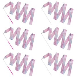 JSTHHTT Pack of 6 Dance Bands 2 Metres, Gymnastics Band with Bar, Rhythmic Sports Gymnastics Band, Children Sparkling for Artistic Dance, Gymnastics, Circus