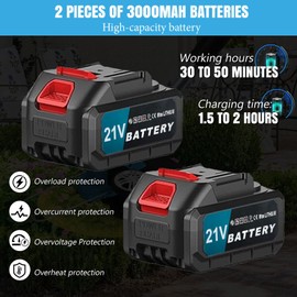 4-in-1 Cordless Electric Weed Wacker, 2 Pack 21V 3.0Ah Batteries & 4 Replaceable Cutting Blades, Grass Weed Eater Brush Cutter for Lawn Yard Garden Maintenance