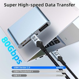 BAWIOFIAU USB c to USB c 3.3FT/1M Compatible with Thunderbolt 5 Cable high Speed 80Gbps Data Transfer,16K/8K/4K Video,Braided Type c to Type c Charger Cord,240W PD Fast Charging for Thunderbolt 4/3