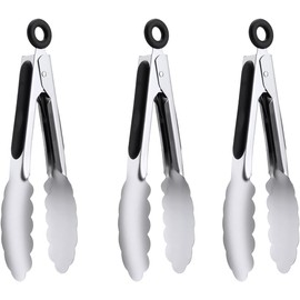 7-Inch Small Kitchen Tongs Set of 3, Stainless Steel Kitchen Cooking Tongs Food Tong Mini Serving Tong Ice Tong for Cooking, Appetizers, Salad, Buffet Serving