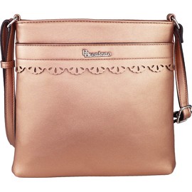 B BRENTANO Vegan Medium Crossbody Handbag Purse (Rose Gold - S)