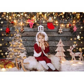 LTLYH 7x5ft Christmas Backdrop Winter Snow Background Christmas Rustic Wood Wall Decorations Backdrops Xmas New Year Family Party Decoration Photo Studio Props Banner 239