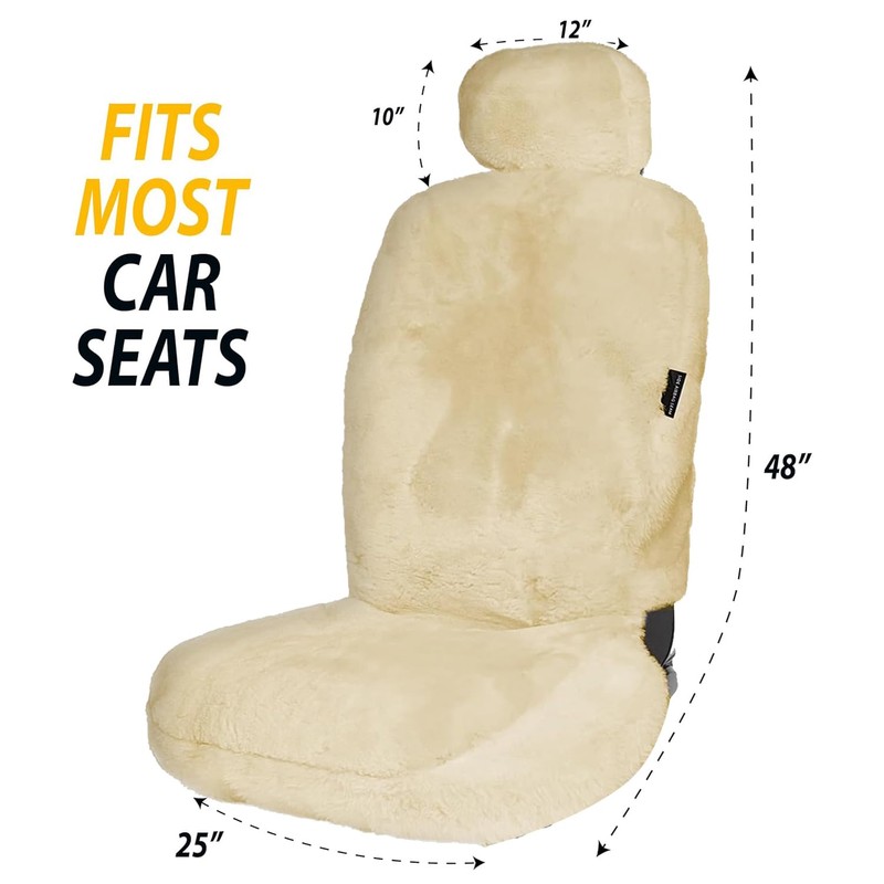 ZONETECH Sheepskin Seat Covers Fuzzy Car Seat Covers Tan Australian