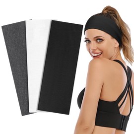 BELEVO Women's Sports Headband Women's Cotton 3 Pieces Hair Bands Elastic Headband Summer Sweat Soft Non-Slip Hairband Fashion Accessories for Cosmetics Workout Yoga Running Fitness Gym