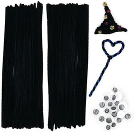 Cldamecy 200 Pieces Pipe Cleaners Set with 20 pcs Googly Eyes,Black Chenille Stems Pipe Cleaners Supplies for Kids DIY Craft Projects and Decorations