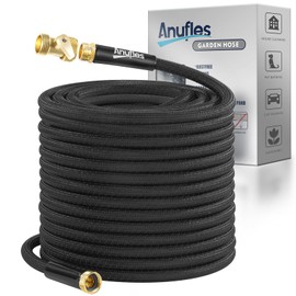 Anufles Garden Hose 50FT, Lightweight 3-Layer PVC Flexible Water Hose, No Kink, Leak-Resistant, High-Pressure with Brass Fittings, Durable for Outdoor, Gardening, Washing Cars, Easy to Store
