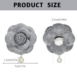 Camellia Flower Brooches Vintage Fabric Flower Brooches with Faux Pearls Elegant Floral Lapel Pins for Women Hat Dress Shirt Tie Corsage Purple, Artificial wool