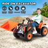 JOYLDIAS 12V Electric Orange Ride On Car Excavator Truck Digger