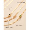 Zikomara Dainty 18K Gold Plated Figaro Necklace for Women, CZ