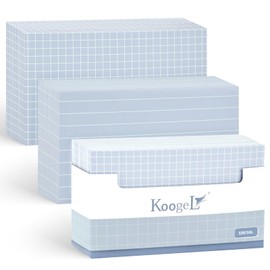 Koogel 150 Sheets Index Cards Lined and Squared Single Sided 12.7 x 7.6 cm Vocabulary Cards for Ballpoint Pens for Vocabulary Learning Office School