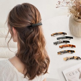 MYHOGOOD 6PCS French Barrette Hair Clips, Hair Slides for Women, Tortoise Shell Hairs Clasps, Delicate Hairs Accessories for Girls Women, 7.5cm