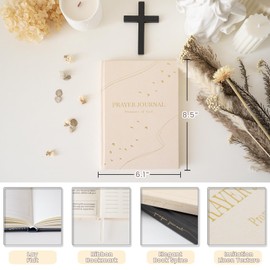 Prayer Journal for Woman, Daily Bible Journal, Prayer Tracker Tool, Devotional Journal, Bible Study Notebooks, Christian Planner for Women & Men, 8.5" x 6.1"-180 Days, Beige