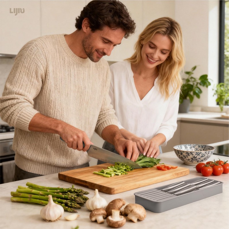 LI JIU Kitchen Knife Set 7 Pcs & Horizontally Knives
