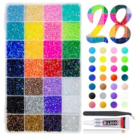qiipii 28 Color 3mm Jelly Resin Rhinestones w B7000 Jewelry Glue for Bedazzling Crafting Flatback Stones No-Hotfix Colorful AB Gems Diamonds Charms for Nails Eyes Face Makeup Tumblers DIY Crafts Shoes