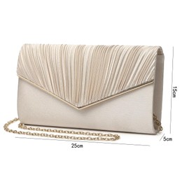 Baisikou Party Bag, Wedding Bag, Large Clutch Bag, Women's Shoulder, Silver, Party Bag, Satin, Reception, Invitations, Formal, Women's, 3-Way Party Bag, Large Clutch Bag, champagne gold