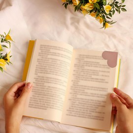 6pcs PU Leather Corner Bookmarks,Cute Page Corner Bookmark for Students Book Accessories for Reading Lovers Teacher Gift Bookmark Clips(Pink)