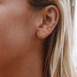 Gold Bow Earrings for Women Pearl Dangle Earrings Christmas Pearl Bow earrings Wedding Party Holiday Jewelry Christmas Stocking Stuffers Gifts for Women