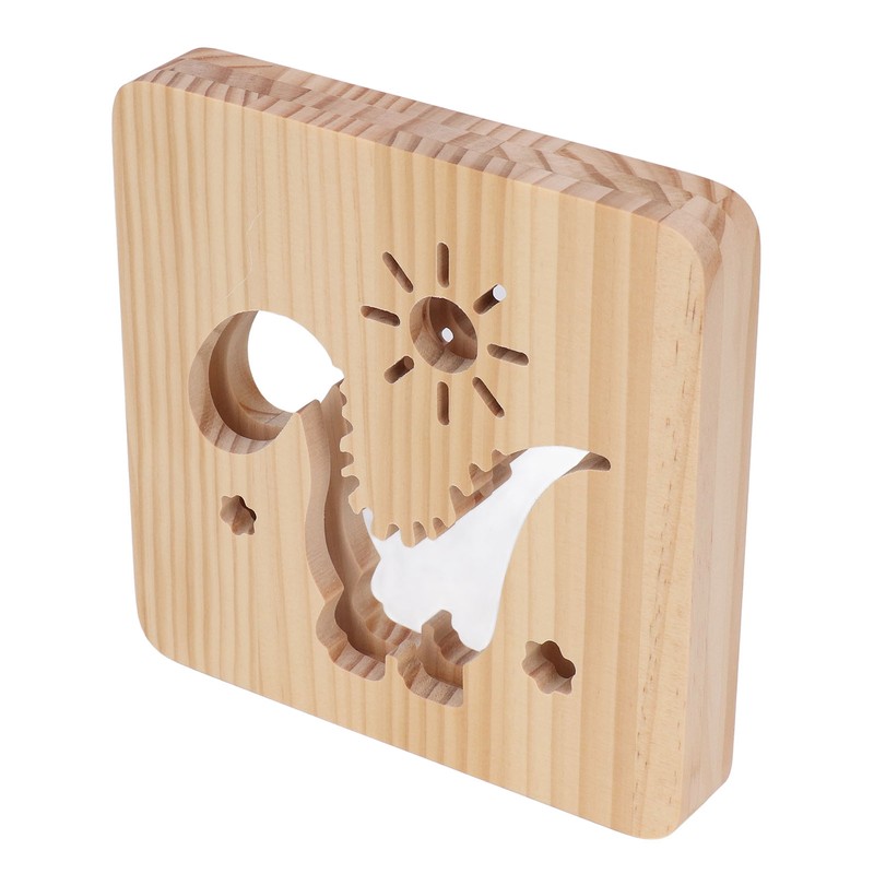 Wood Carving Lamp Dinosaur Hollow Pattern Warm White Light USB
