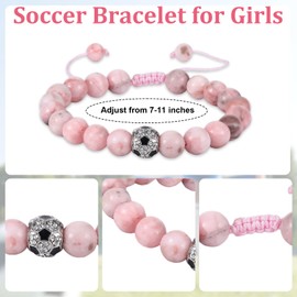Maahongh Soccer Bracelet, Charm Soccer Bracelets Gifts with Inspirational Cards, Sports Accessories Bracelet Party Favors for Daughter Friend Women Fans, Birthday Christmas Gifts