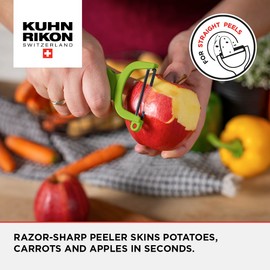 Kuhn Rikon Potato Peelers (set of 2) with Steel Blade. Vegetable Peeler. Veg Peeler. Potato Peelers for Kitchen. Light Speed Peeler. Apple Peeler – 3 Year Kuhn Rikon Kitchen Accessories Guarantee